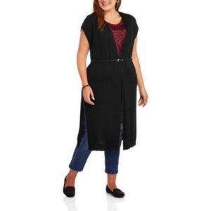 Heart N Crush Women's Plus 3X Long Black Cardigan